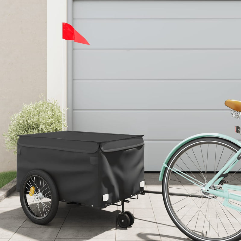 Afbeelding laden in galerijviewer, Vidaxl fietstrailer 30 kg ijzer zwart
