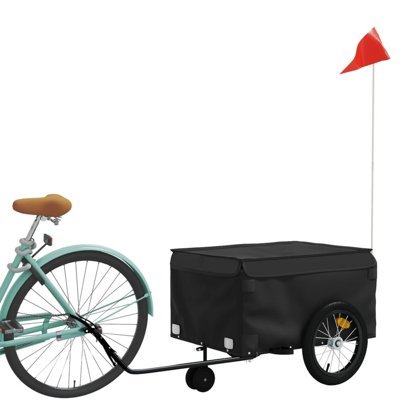 Afbeelding laden in galerijviewer, Vidaxl fietstrailer 45 kg ijzer zwart
