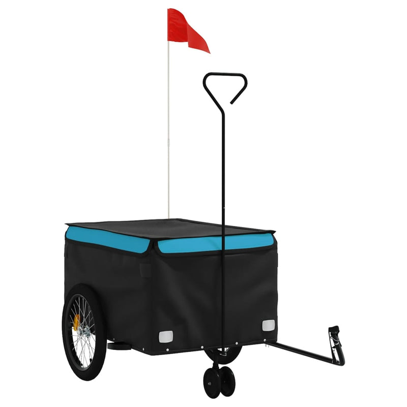 Afbeelding laden in galerijviewer, Vidaxl fietstrailer 45 kg ijzer zwart en blauw
