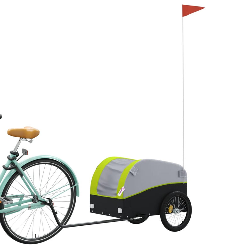 Afbeelding laden in galerijviewer, Vidaxl fietstrailer 30 kg ijzer zwart en groen
