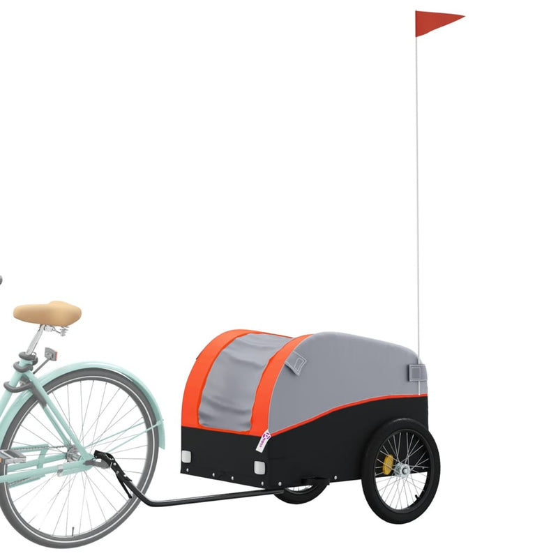 Afbeelding laden in galerijviewer, Vidaxl fietstrailer 45 kg ijzer zwart en oranje
