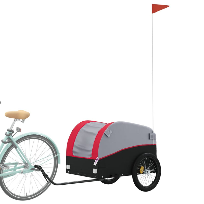 Afbeelding laden in galerijviewer, Vidaxl fietstrailer 45 kg ijzer zwart en rood
