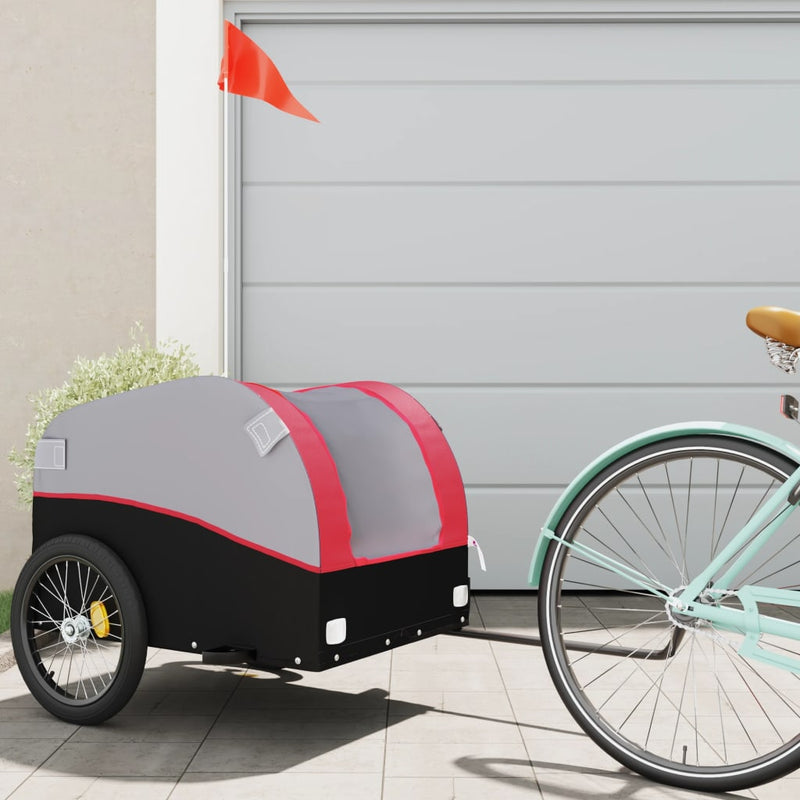 Afbeelding laden in galerijviewer, Vidaxl fietstrailer 45 kg ijzer zwart en rood
