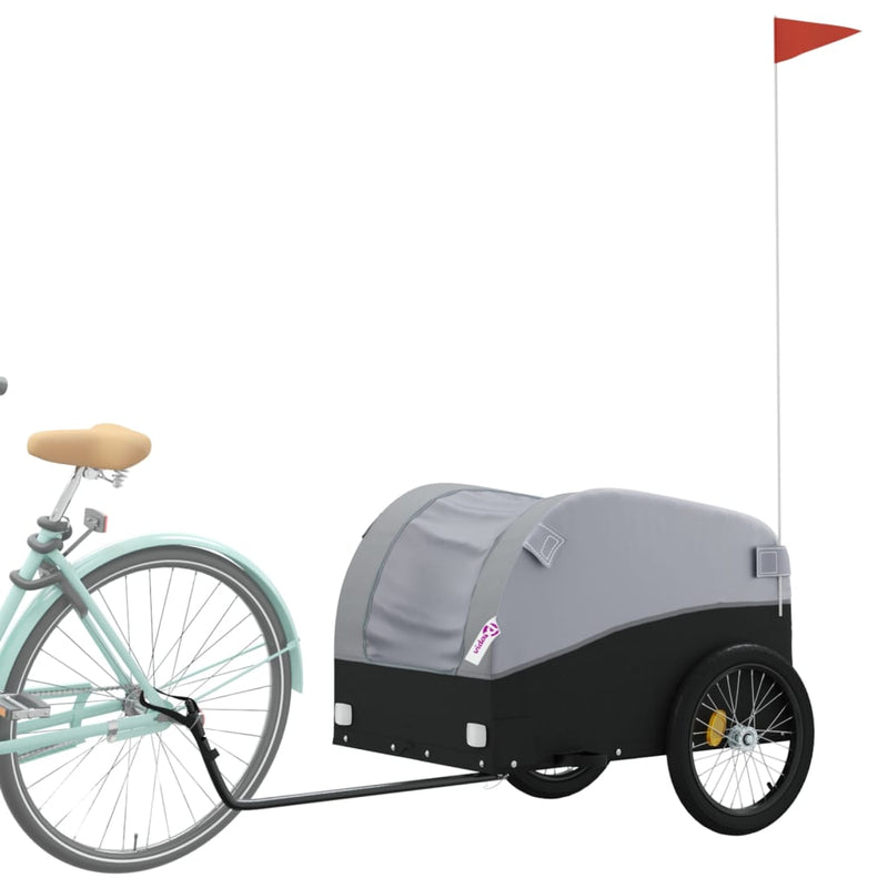 Afbeelding laden in galerijviewer, Vidaxl fietstrailer 45 kg ijzer zwart en grijs
