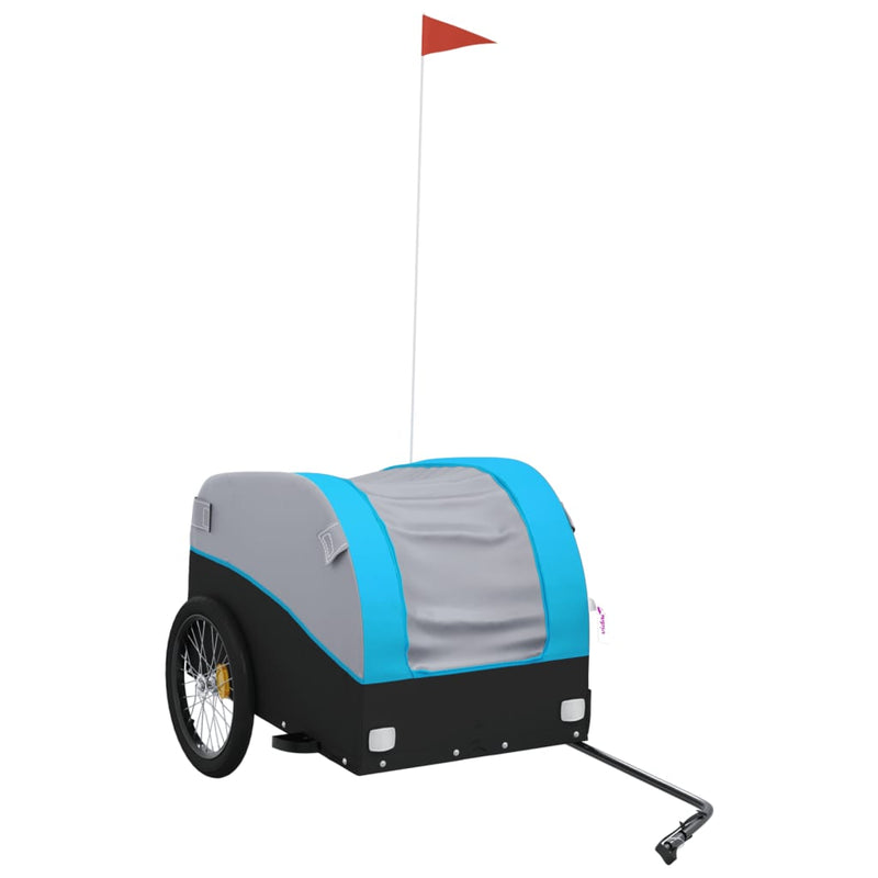 Afbeelding laden in galerijviewer, Vidaxl fietstrailer 45 kg ijzer zwart en blauw
