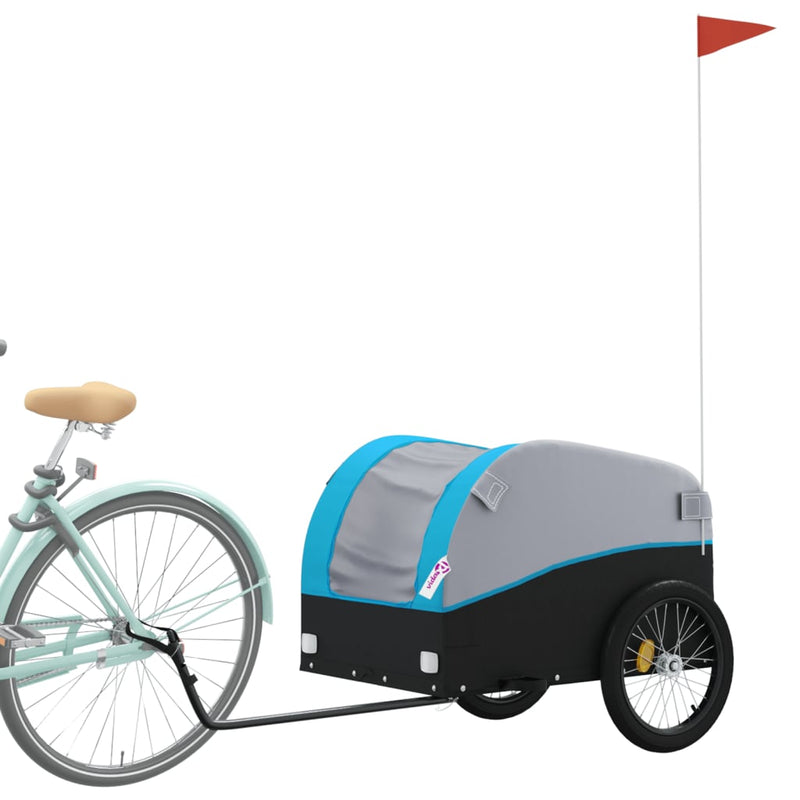 Afbeelding laden in galerijviewer, Vidaxl fietstrailer 45 kg ijzer zwart en blauw
