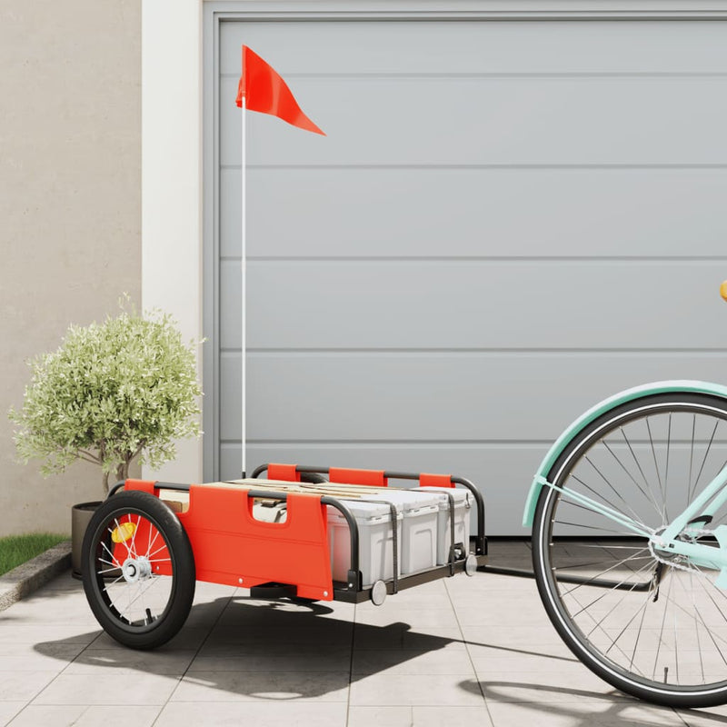Afbeelding laden in galerijviewer, Vidaxl fietstrailer oxford stof en ijzer oranje
