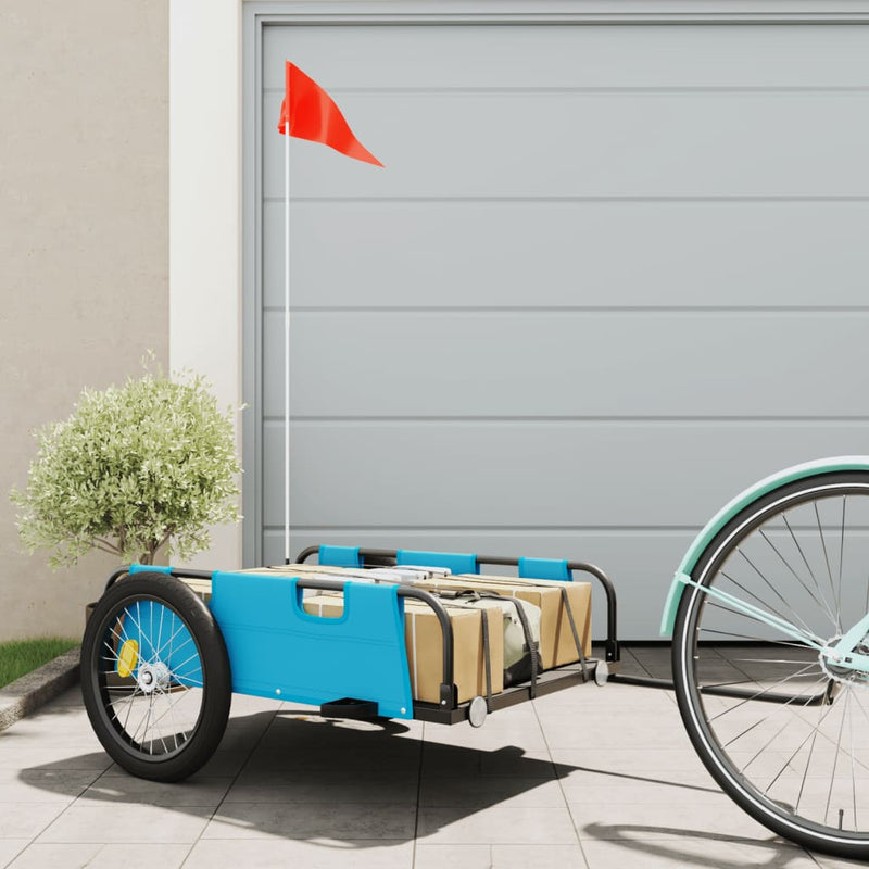 Afbeelding laden in galerijviewer, Vidaxl fietstrailer oxford stof en ijzer blauw
