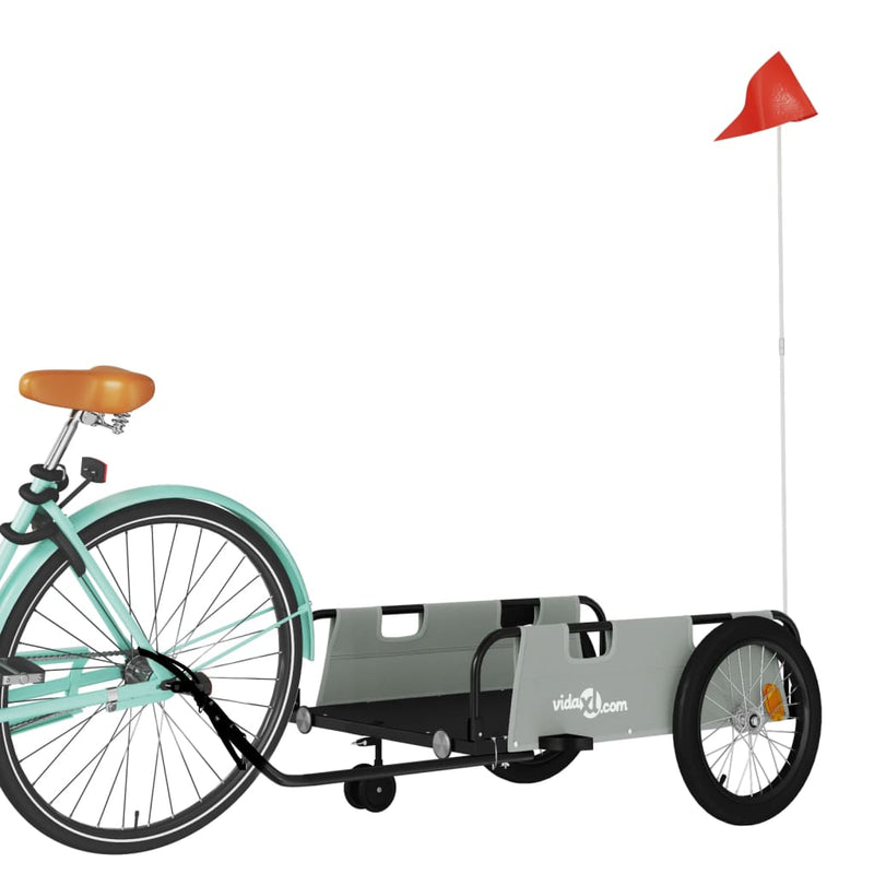 Afbeelding laden in galerijviewer, Vidaxl fietstrailer oxford stof en ijzer grijs en zwart
