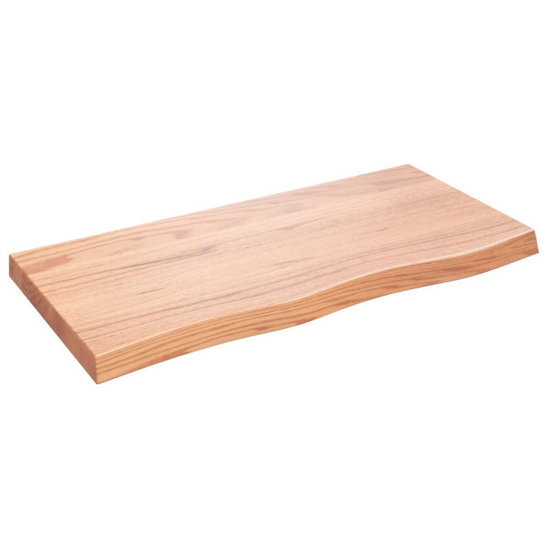 Afbeelding laden in galerijviewer, Vidaxl wastafelblad 100x50x(2-6) cm behandeld massief hout lichtbruin
