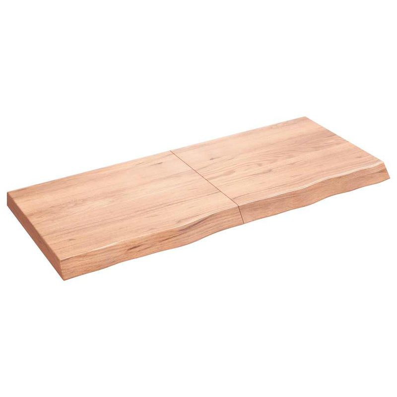 Afbeelding laden in galerijviewer, Vidaxl wastafelblad 120x50x(2-6) cm behandeld massief hout lichtbruin
