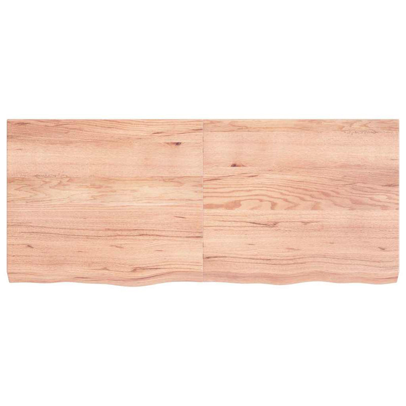Afbeelding laden in galerijviewer, Vidaxl wastafelblad 140x60x(2-6) cm behandeld massief hout lichtbruin
