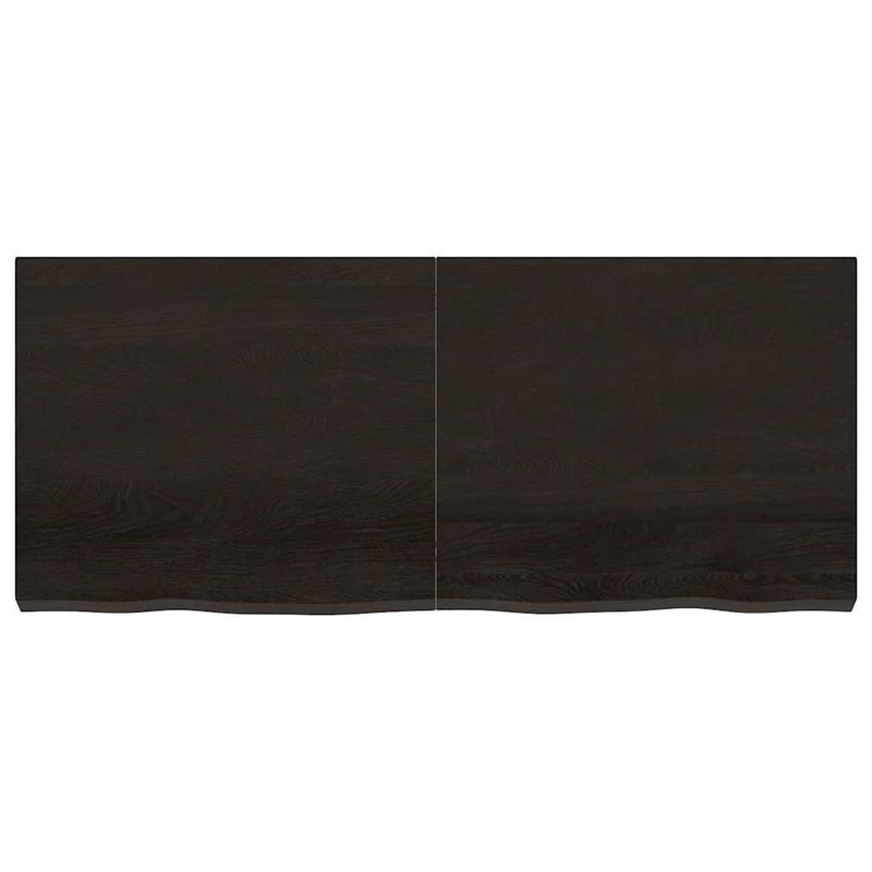 Afbeelding laden in galerijviewer, Vidaxl wastafelblad 140x60x(2-6) cm behandeld massief hout donkerbruin
