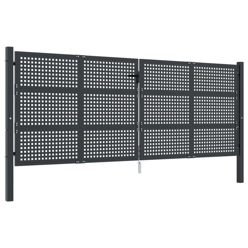 Afbeelding laden in galerijviewer, VidaXL Poort 400x200 cm staal antracietkleurig
