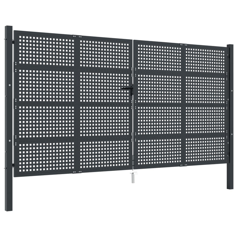 Afbeelding laden in galerijviewer, VidaXL Poort 400x250 cm staal antracietkleurig
