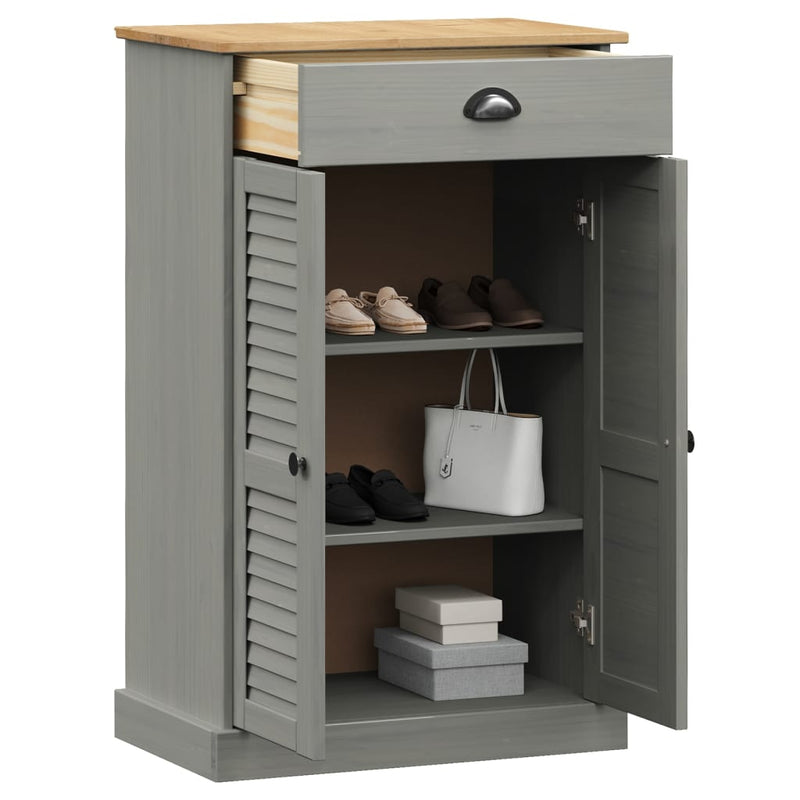 Afbeelding laden in galerijviewer, Vidaxl schoenenkast vigo 60x35x96 cm massief grenenhout grijs
