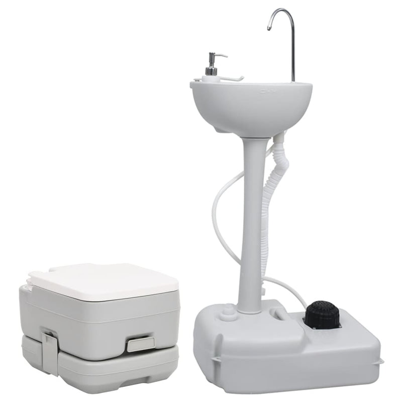 Afbeelding laden in galerijviewer, VidaXL Campingtoilet en wasbak draagbaar
