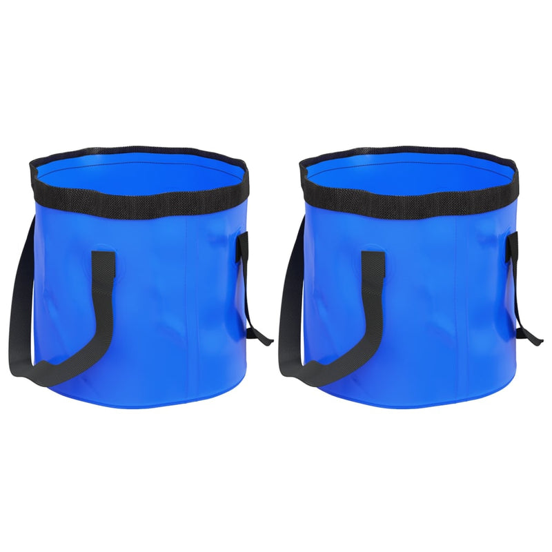 Afbeelding laden in galerijviewer, Vidaxl emmers 2 st inklapbaar 30 l pvc blauw
