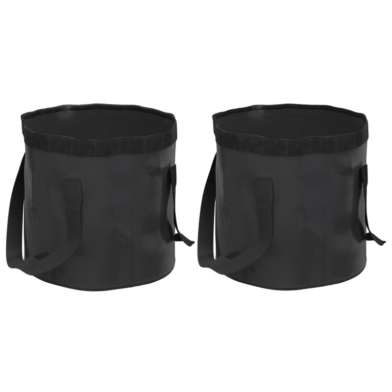 Afbeelding laden in galerijviewer, Vidaxl emmers 2 st inklapbaar 20 l pvc zwart
