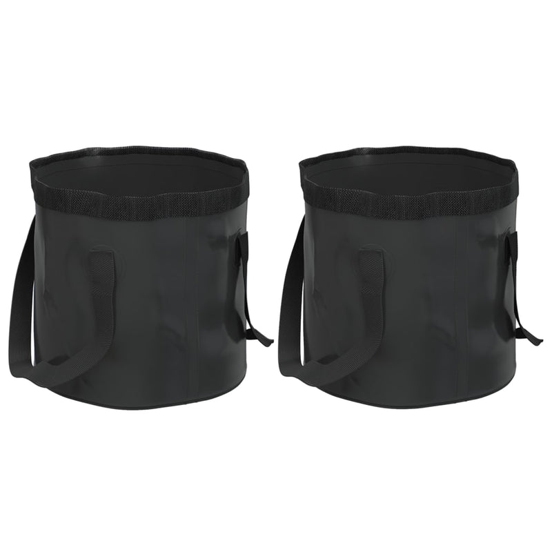 Afbeelding laden in galerijviewer, Vidaxl emmers 2 st inklapbaar 30 l pvc zwart
