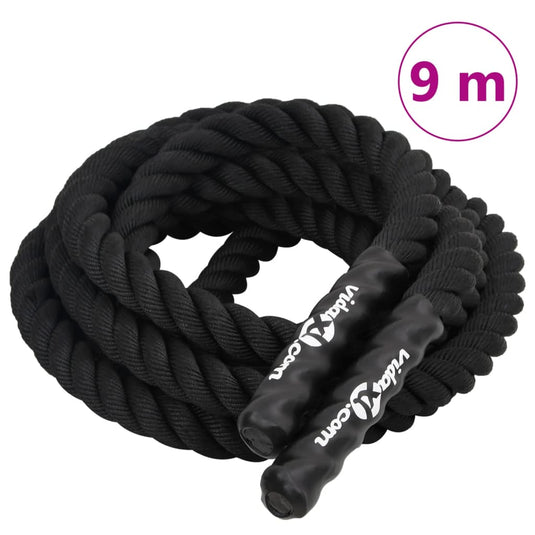Vidaxl battle rope zwart 9 m 6,8 kg polyester