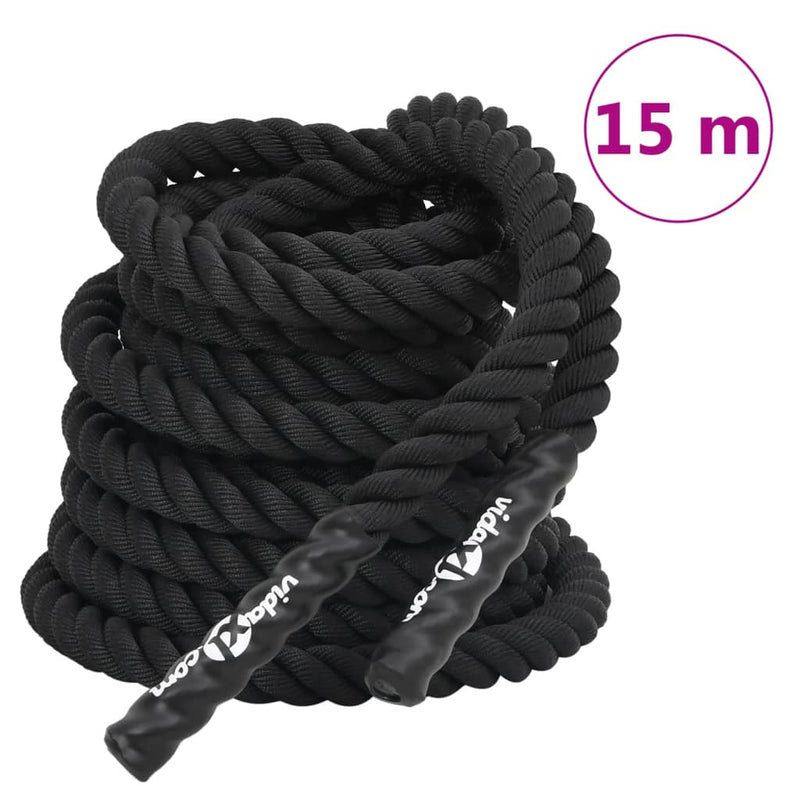 Afbeelding laden in galerijviewer, Vidaxl battle rope zwart 15 m 11 kg polyester
