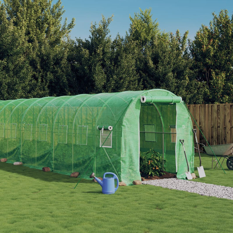 Afbeelding laden in galerijviewer, VidaXL Tuinkas met stalen frame 16 m² 8x2x2 m groen
