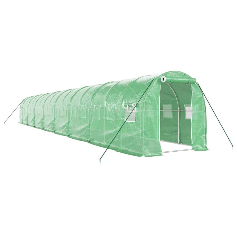 Afbeelding laden in galerijviewer, VidaXL Tuinkas met stalen frame 32 m² 16x2x2 m groen
