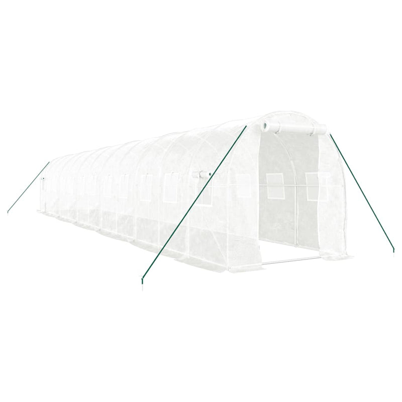 Afbeelding laden in galerijviewer, VidaXL Tuinkas met stalen frame 24 m² 12x2x2 m wit
