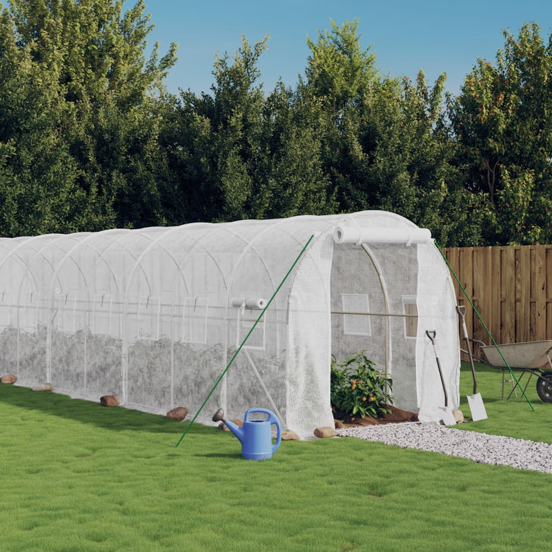 Afbeelding laden in galerijviewer, VidaXL Tuinkas met stalen frame 48 m² 24x2x2 m wit
