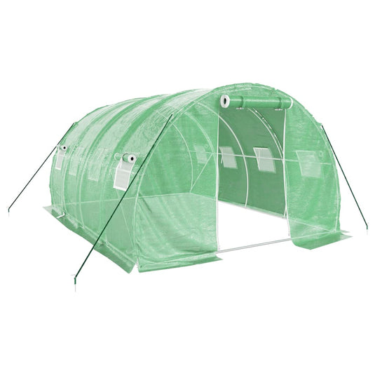 Vidaxl tuinkas met stalen frame 12 m² 4x3x2 m groen