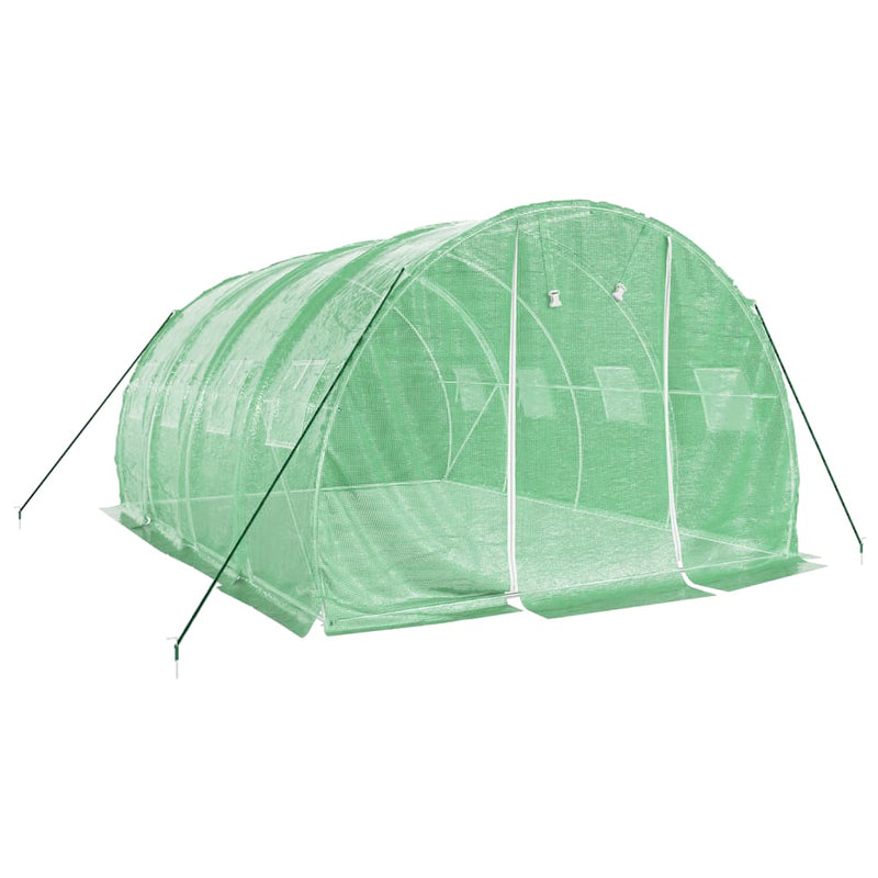 Afbeelding laden in galerijviewer, Vidaxl tuinkas met stalen frame 12 m² 4x3x2 m groen
