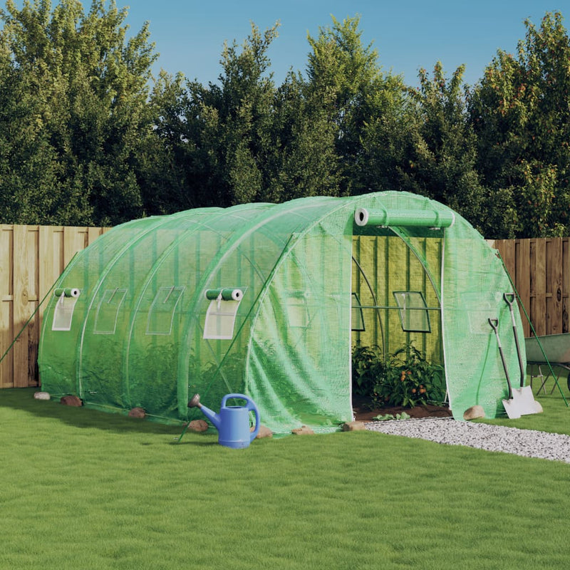 Afbeelding laden in galerijviewer, Vidaxl tuinkas met stalen frame 12 m² 4x3x2 m groen
