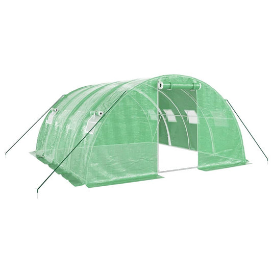 Vidaxl tuinkas met stalen frame 16 m² 4x4x2 m groen