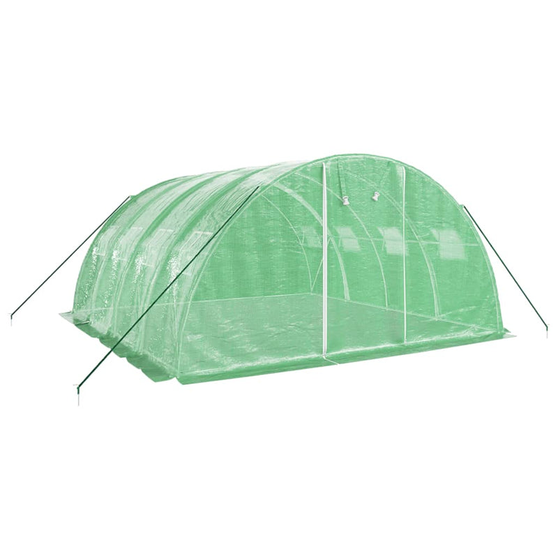 Afbeelding laden in galerijviewer, Vidaxl tuinkas met stalen frame 16 m² 4x4x2 m groen
