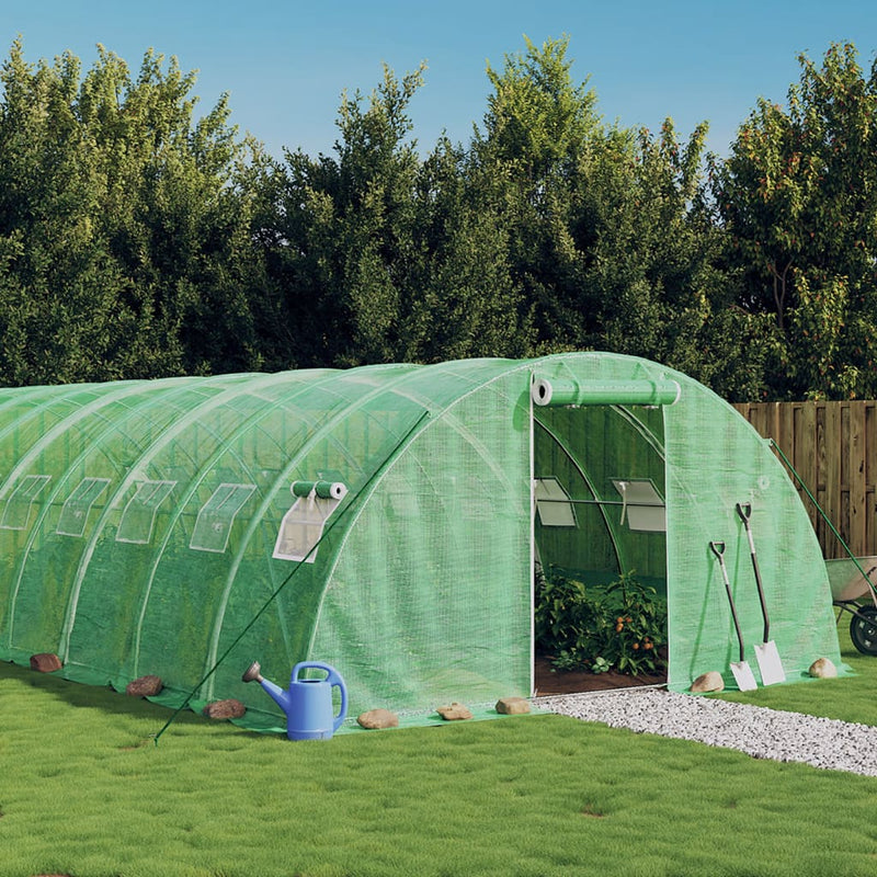 Afbeelding laden in galerijviewer, VidaXL Tuinkas met stalen frame 32 m² 8x4x2 m groen
