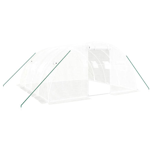 Vidaxl kas met stalen frame wit 16 m² 4x4x2 m