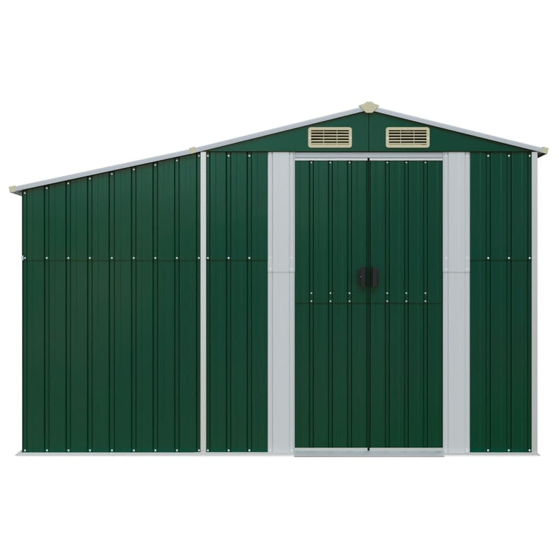 Afbeelding laden in galerijviewer, VidaXL Tuinschuur 277x93x179 cm gegalvaniseerd staal groen
