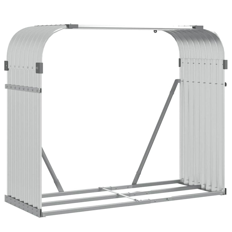 Afbeelding laden in galerijviewer, Vidaxl haardhoutopslag 120x45x100 cm gegalvaniseerd staal zilverkleur
