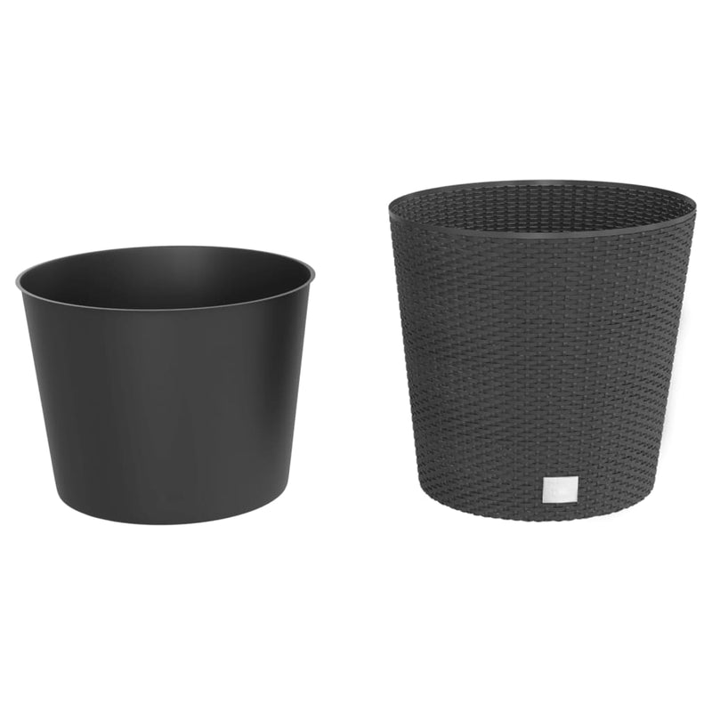 Afbeelding laden in galerijviewer, Vidaxl plantenbak uitneembare bak rattan-look 35 37,5 l pp antraciet
