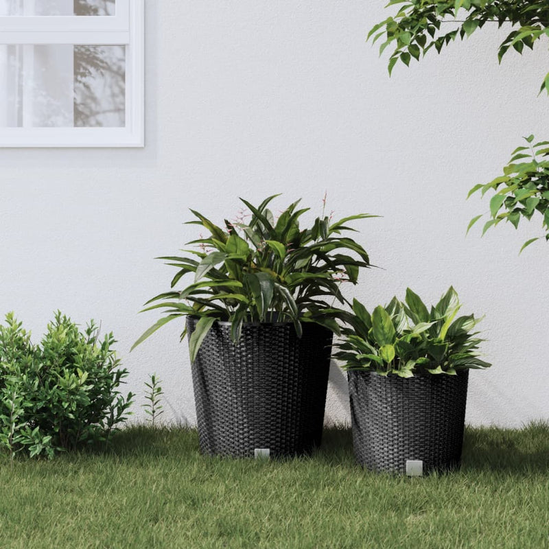 Afbeelding laden in galerijviewer, Vidaxl plantenbak uitneembare bak rattan-look 35 37,5 l pp antraciet
