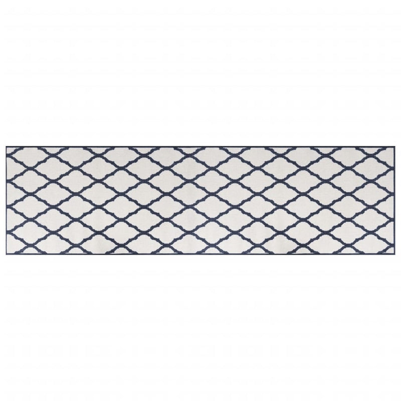 Afbeelding laden in galerijviewer, Vidaxl buitenkleed omkeerbaar 80x250 cm marineblauw en wit
