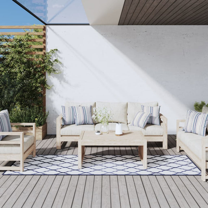 Afbeelding laden in galerijviewer, Vidaxl buitenkleed omkeerbaar 80x250 cm marineblauw en wit
