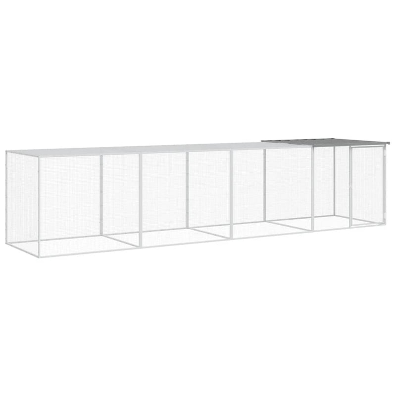 Afbeelding laden in galerijviewer, Vidaxl kippenhok met dak 403x98x90 cm gegalvaniseerd staal lichtgrijs
