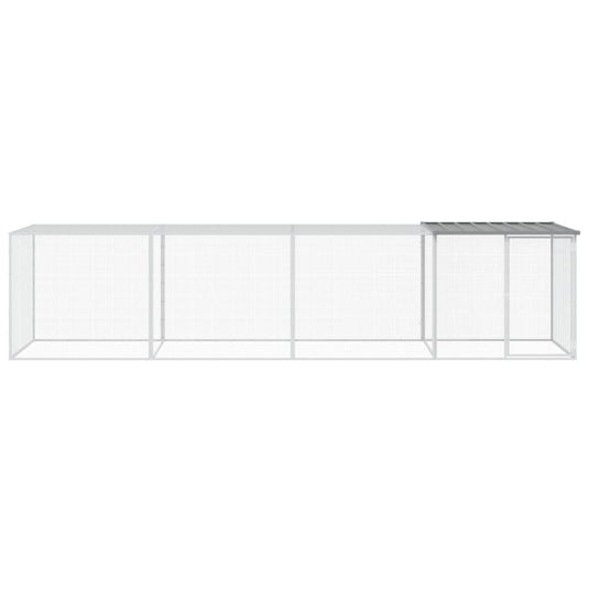 Vidaxl kippenhok met dak 403x98x90 cm gegalvaniseerd staal lichtgrijs