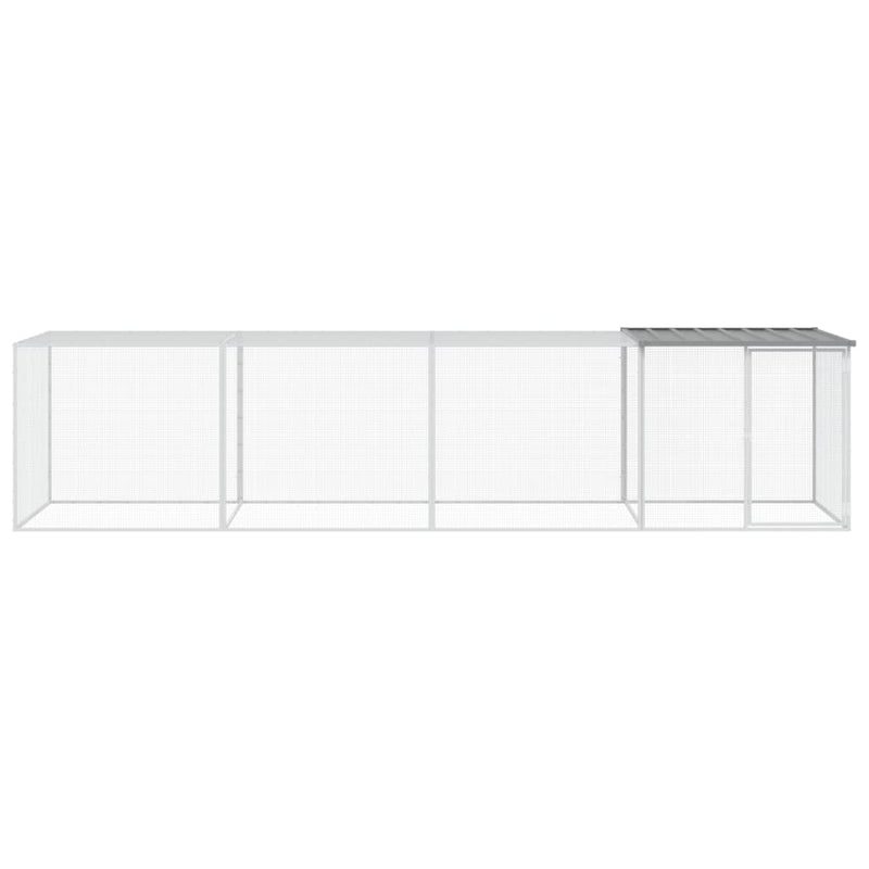 Afbeelding laden in galerijviewer, Vidaxl kippenhok met dak 403x98x90 cm gegalvaniseerd staal lichtgrijs
