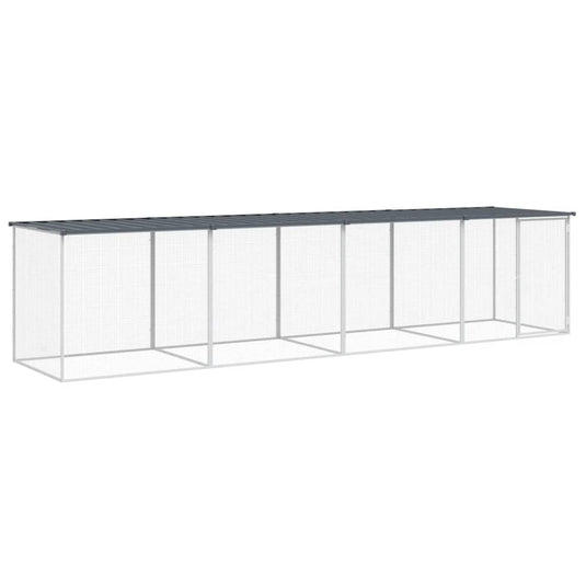 VidaXL Kippenhok met dak 403x98x90 cm gegalvaniseerd staal antraciet
