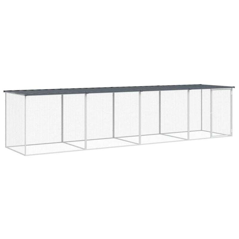 Afbeelding laden in galerijviewer, VidaXL Kippenhok met dak 403x98x90 cm gegalvaniseerd staal antraciet
