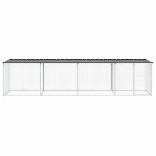 VidaXL Kippenhok met dak 403x98x90 cm gegalvaniseerd staal antraciet