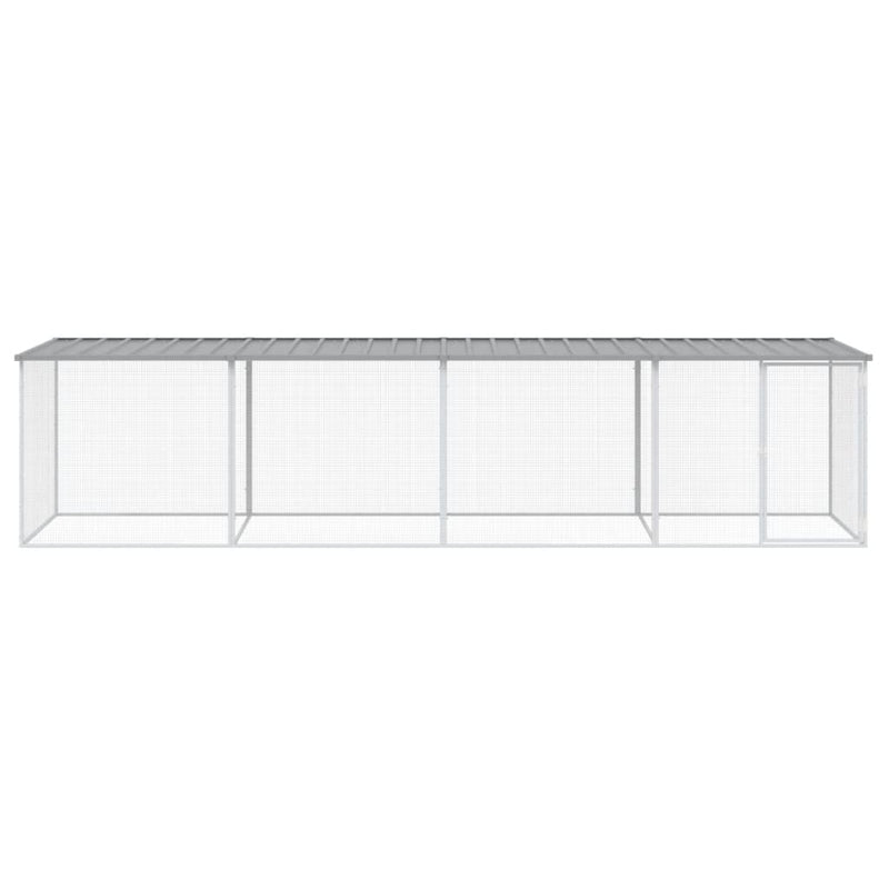 Afbeelding laden in galerijviewer, VidaXL Kippenhok met dak 403x98x90 cm gegalvaniseerd staal lichtgrijs
